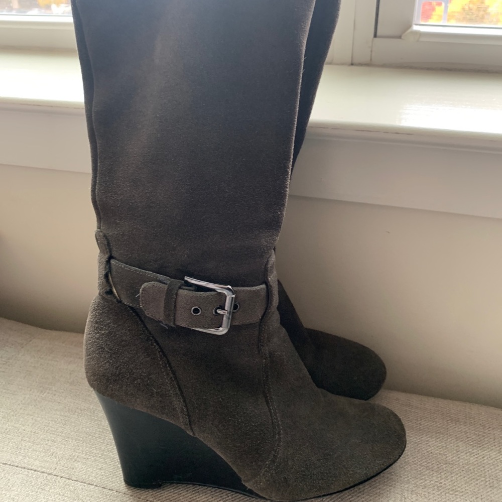 Suede Gray Boots, Adjustable Width - image 3